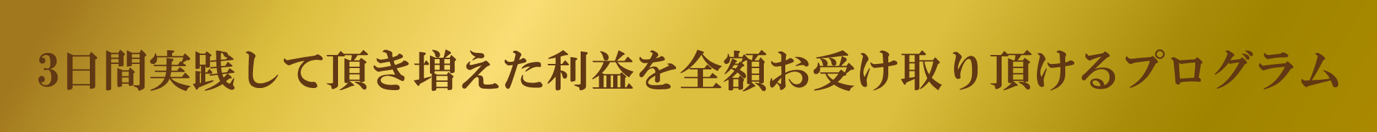 3日間実践して頂き増えた利益を全額お受け取り頂けるプログラム